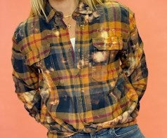 Distressed Bleached Flannel Shirt