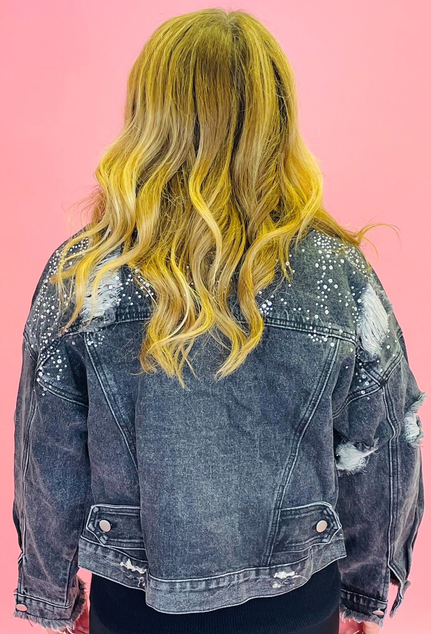 Sparkling Studded Frayed Jacket