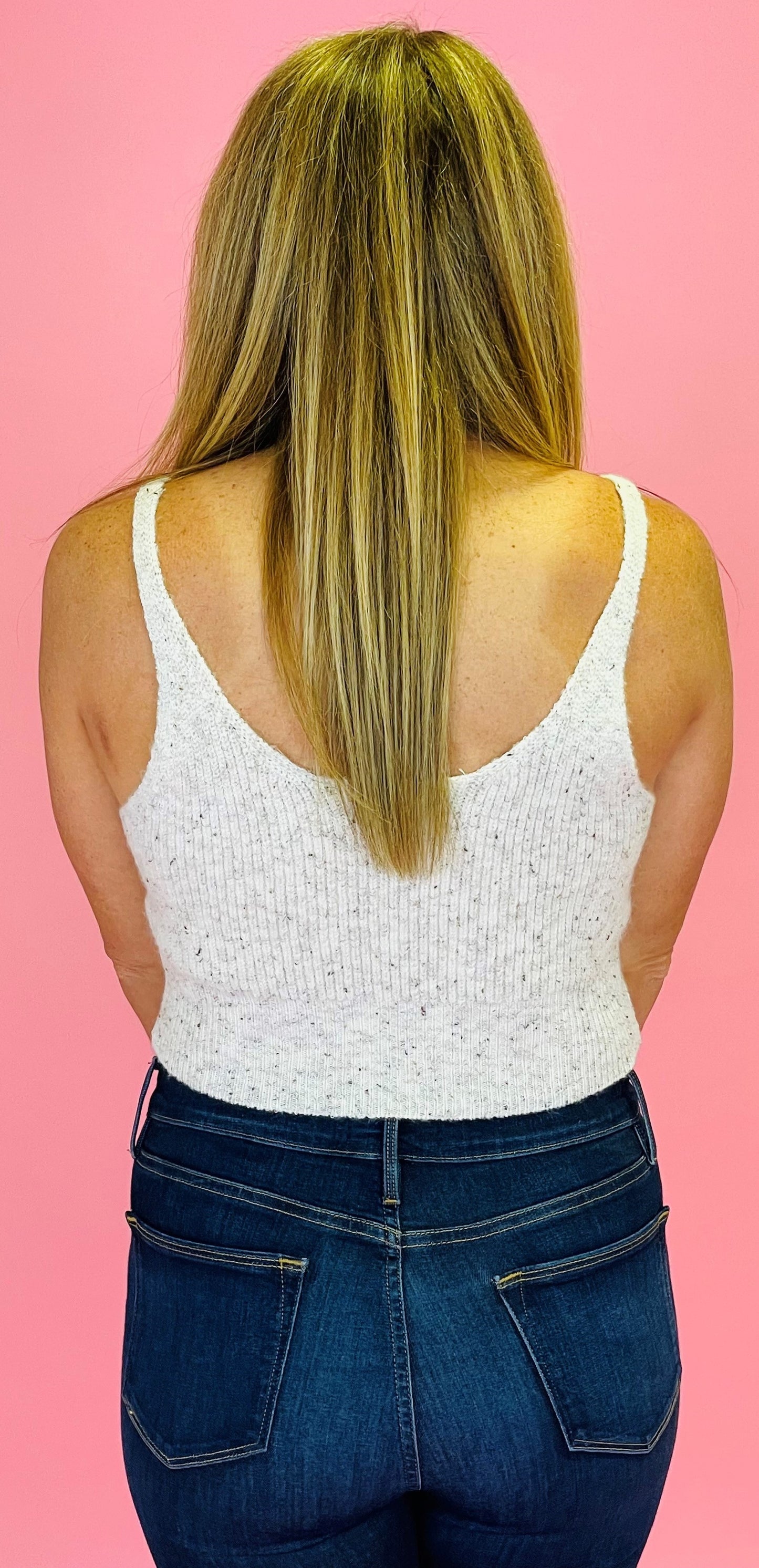 Mixed Yarn Crop Tank Sweater