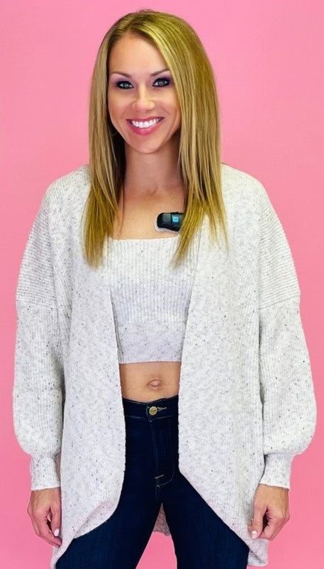 Mixed Yarn Sweater Knit Cardigan