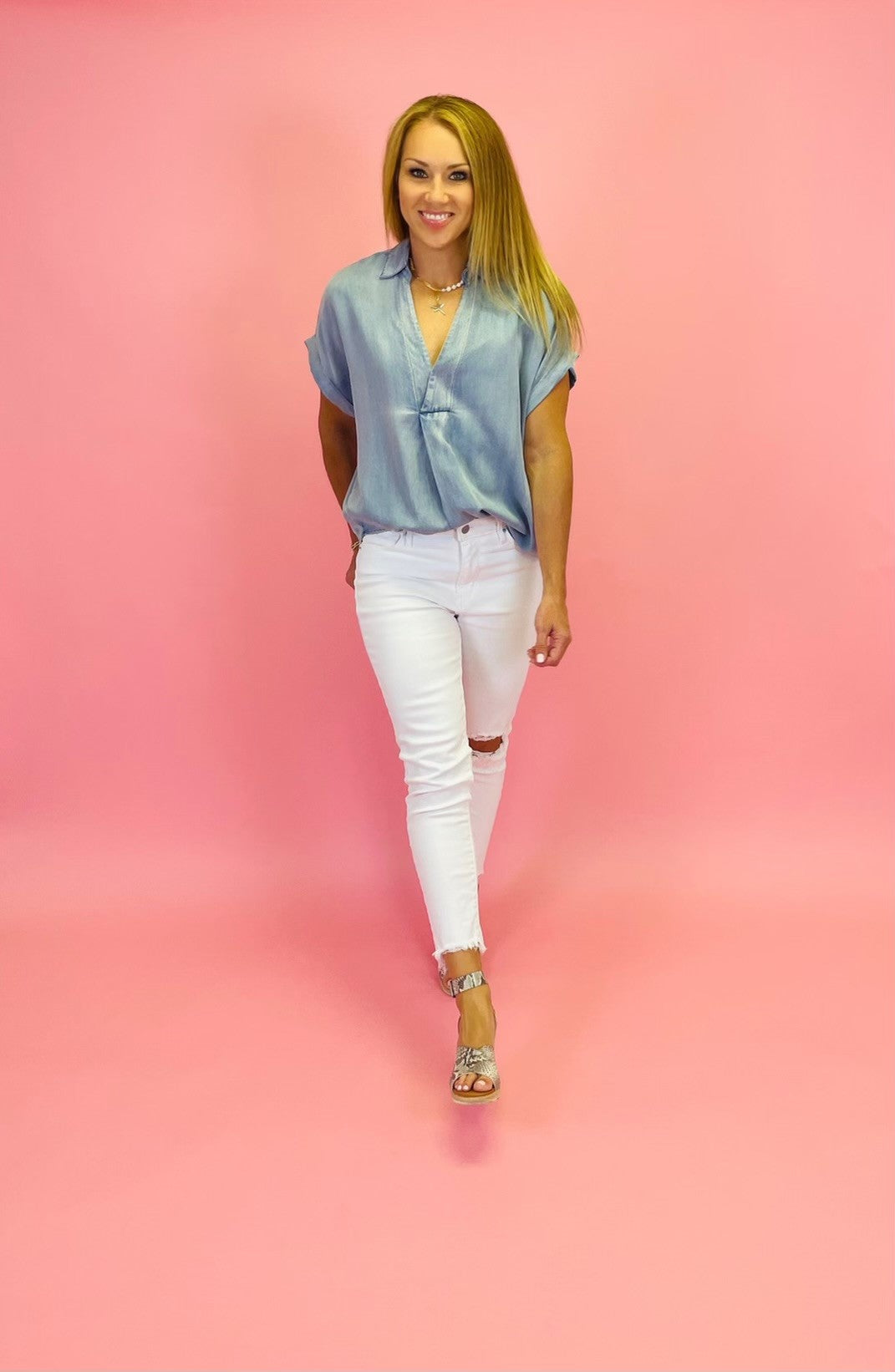 Collard Chambray Shirt