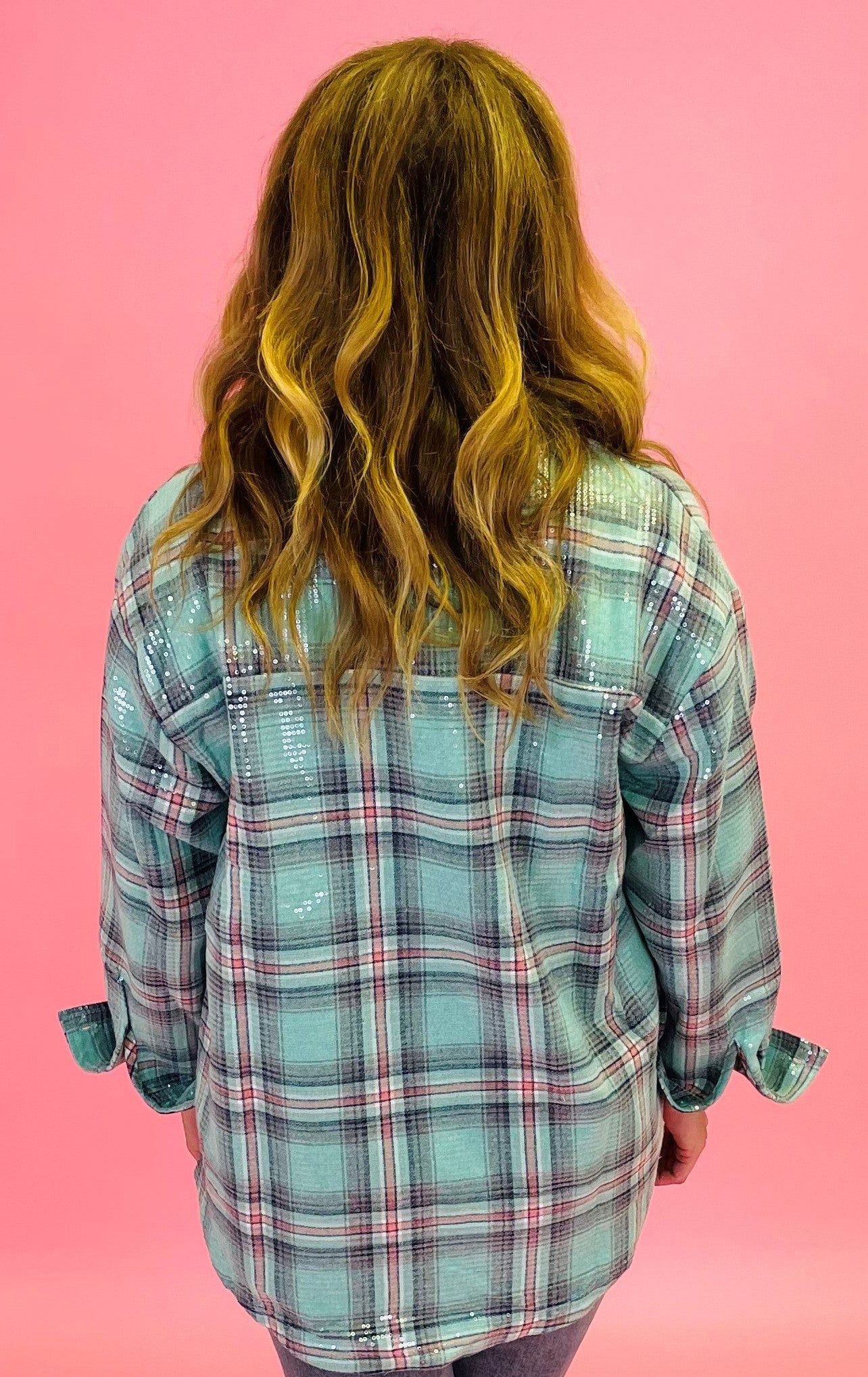 Pistachio Multi Sequined Embellished Plaid Jacket