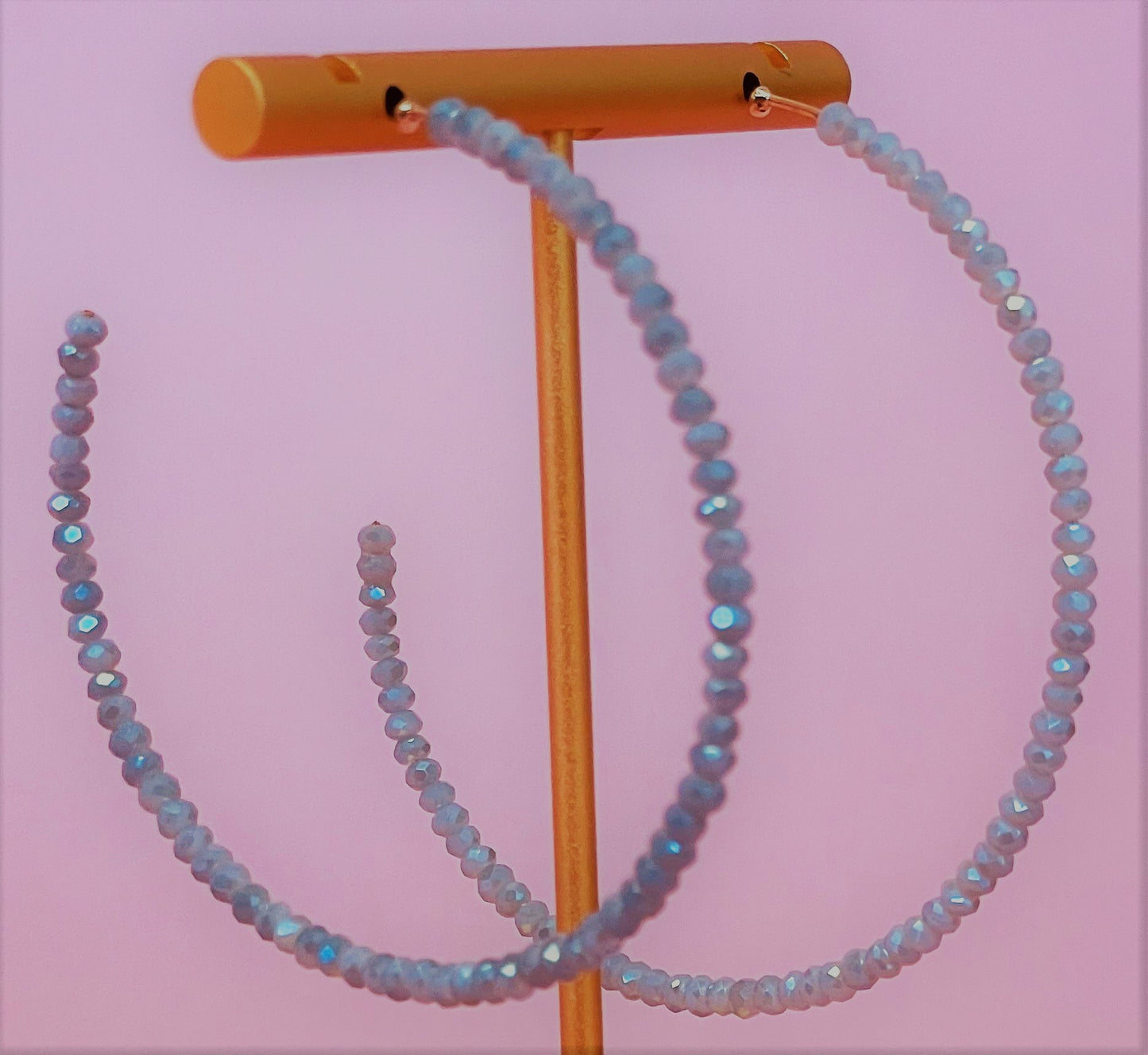 Grey Shimmer Bead Hoop Earrings