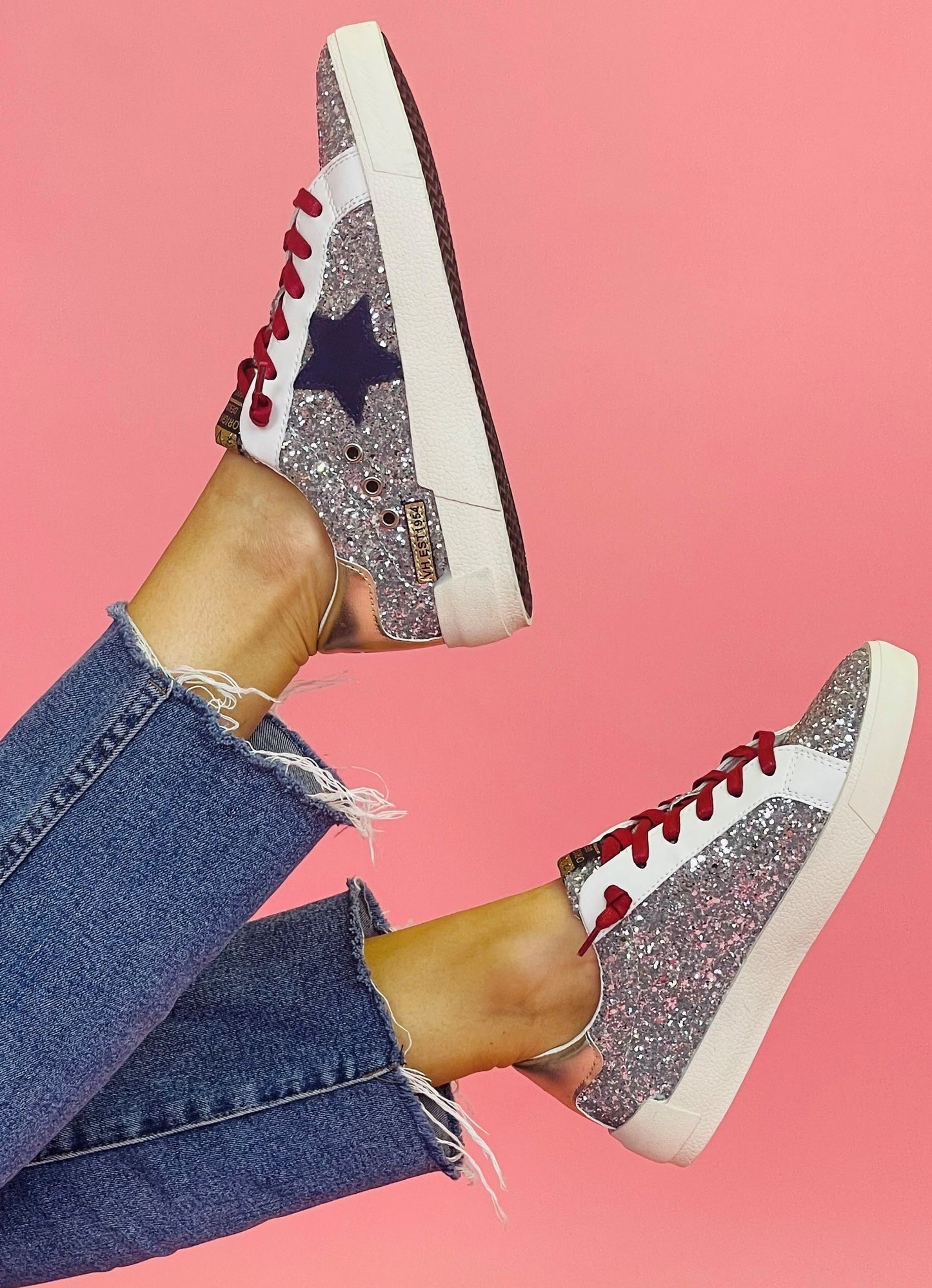 Silver Glitter Blue Star Sneaker