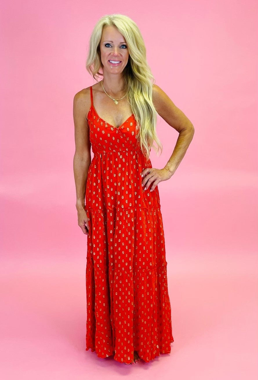 Orange Gold Maxi Dress