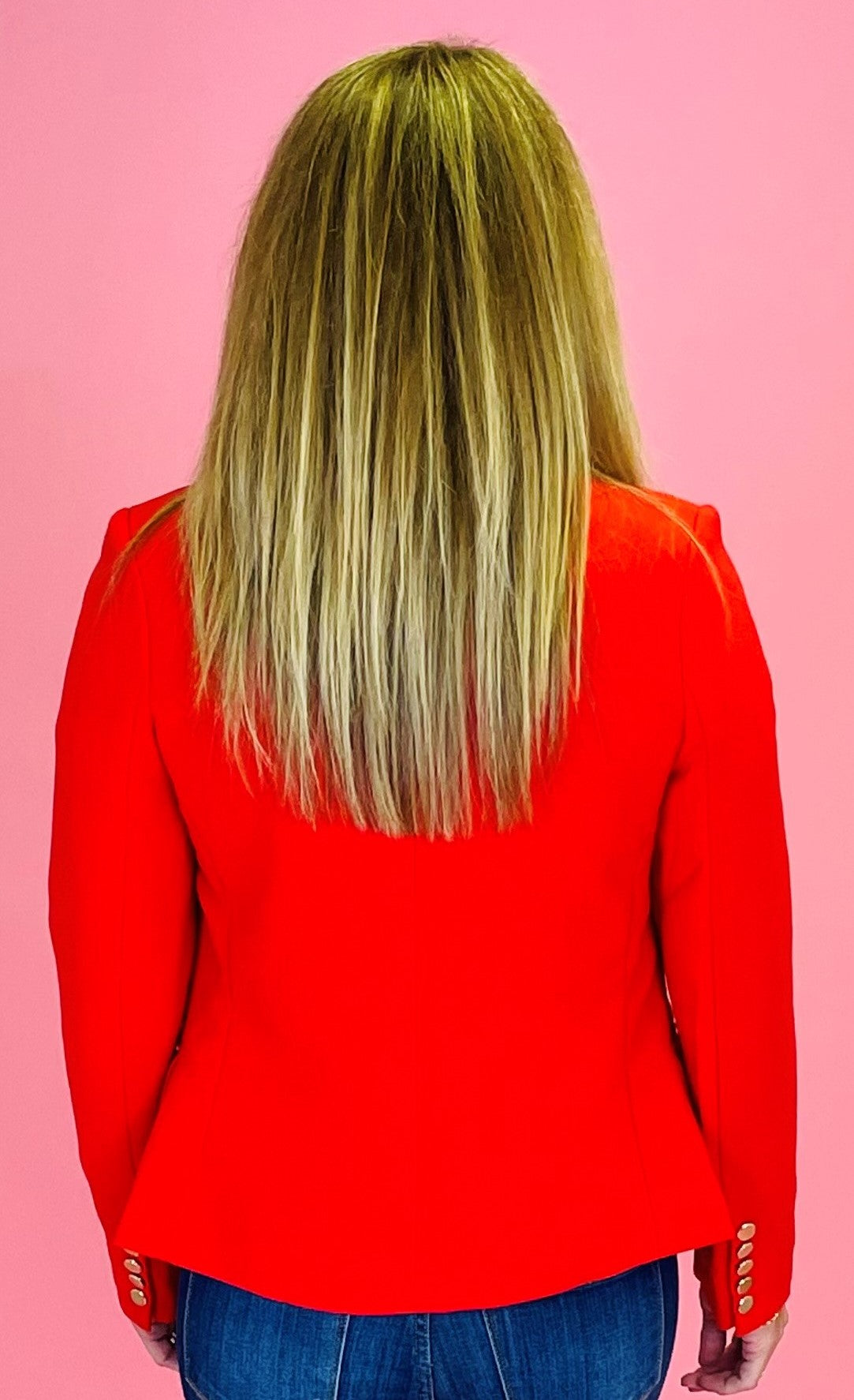 Red Double-Breasted Blazer