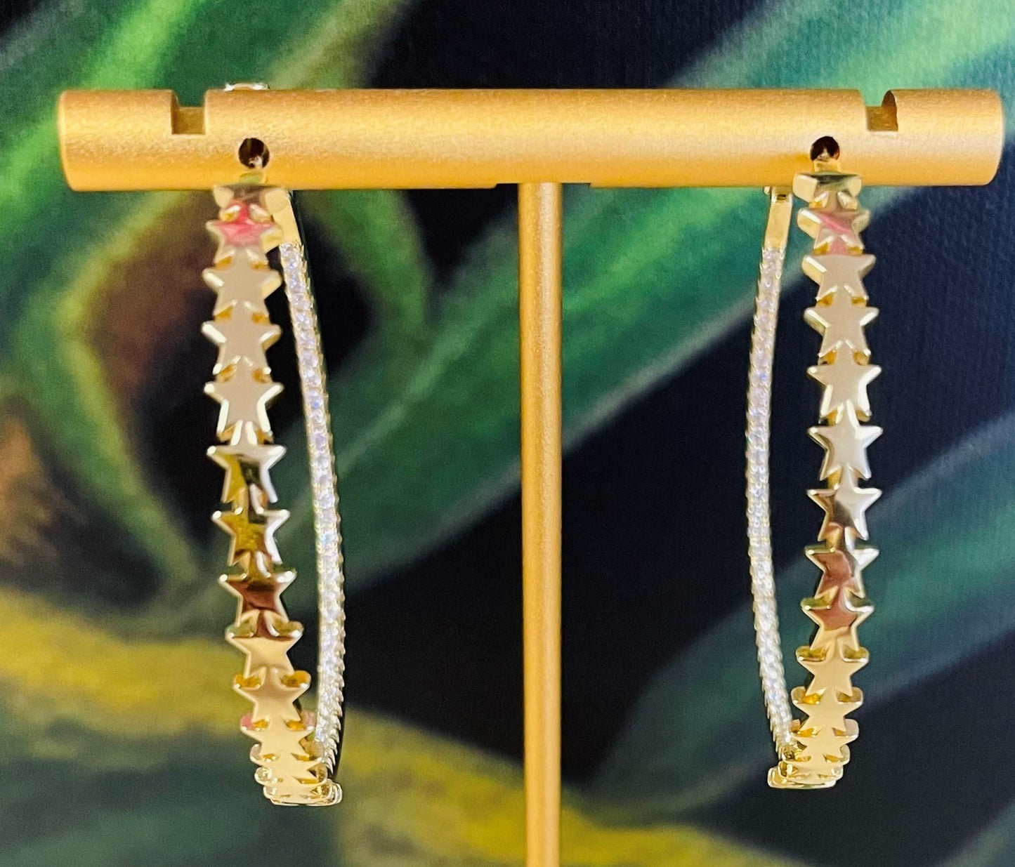 Star and Stone Hoop Earrings