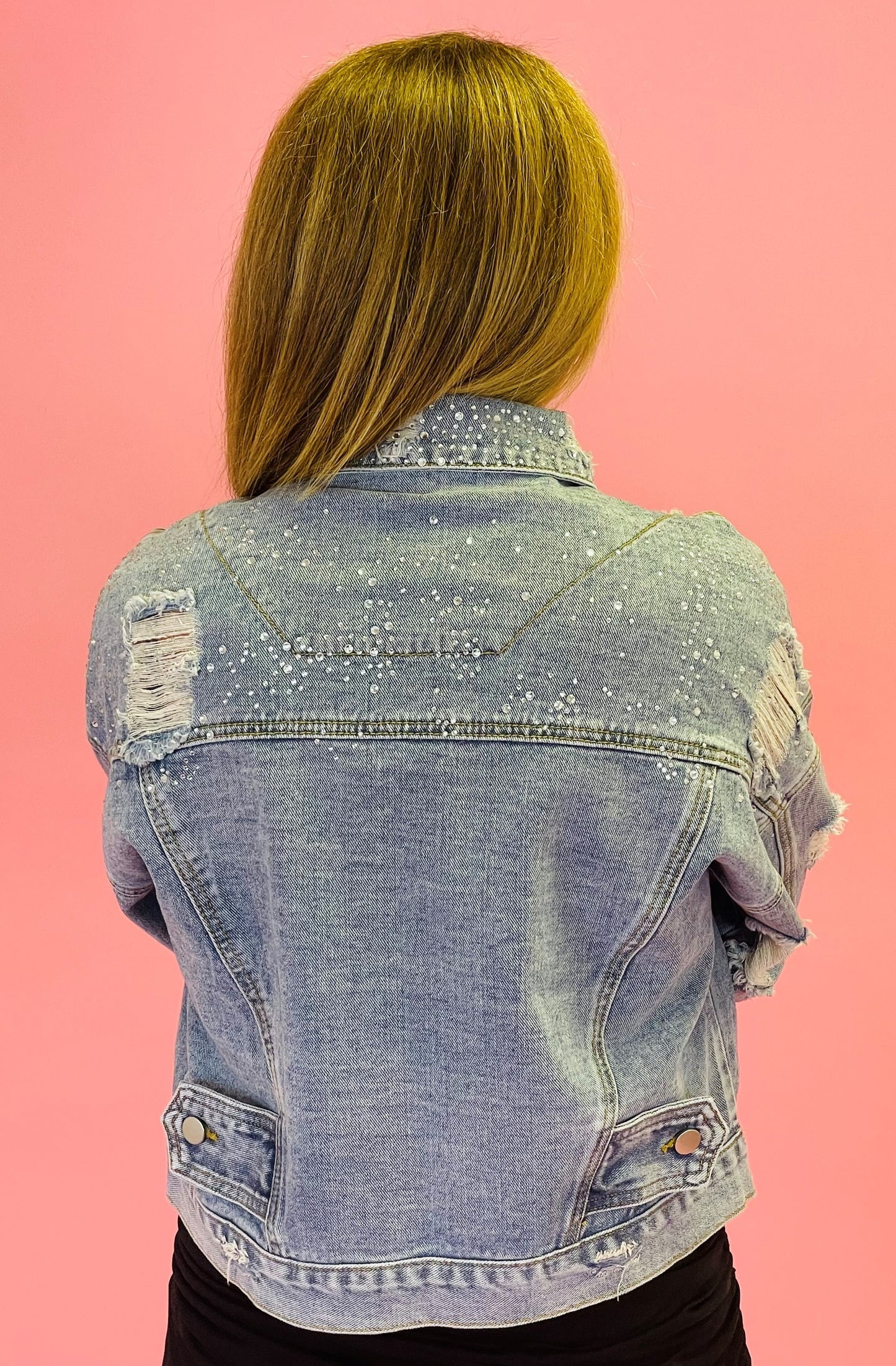 Sparkling Studded Frayed Jacket