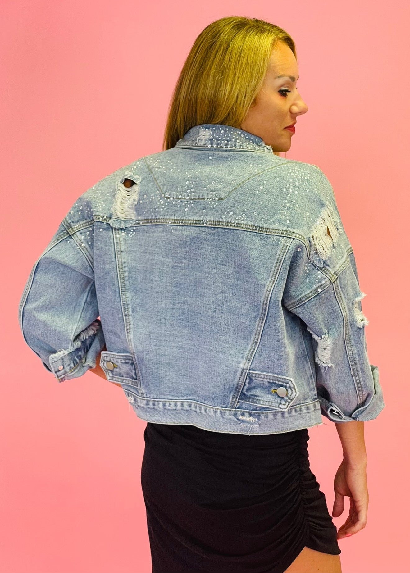 Sparkling Studded Frayed Jacket