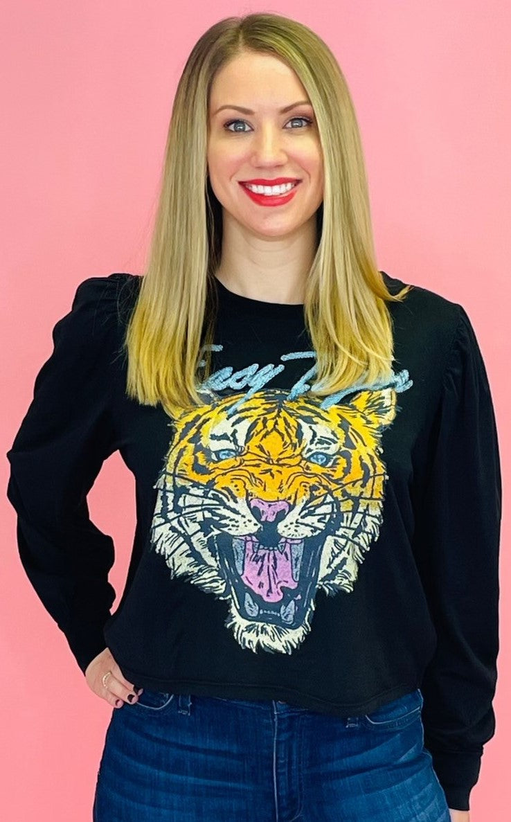 Tiger Puff Sleeve Crop