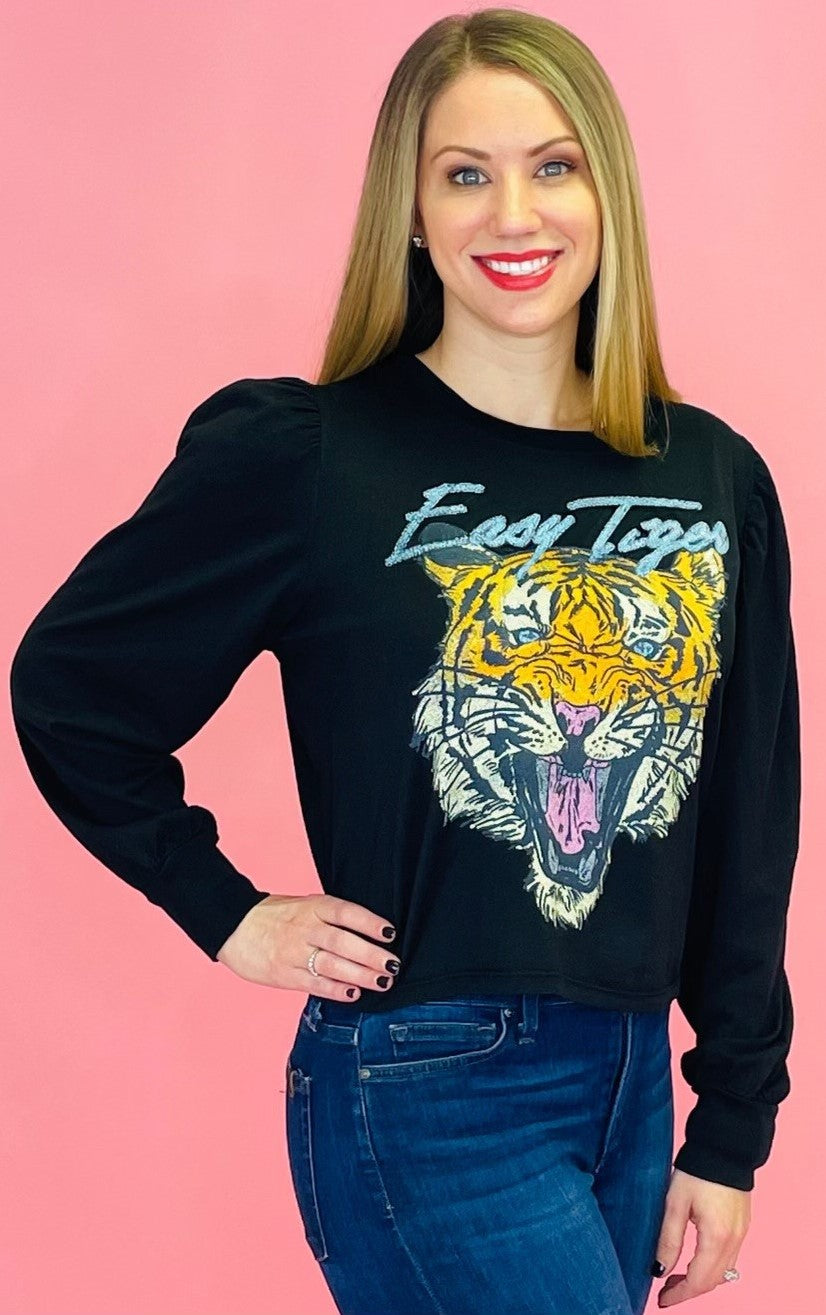 Tiger Puff Sleeve Crop