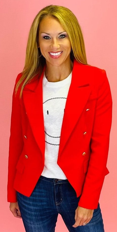 Red Double-Breasted Blazer